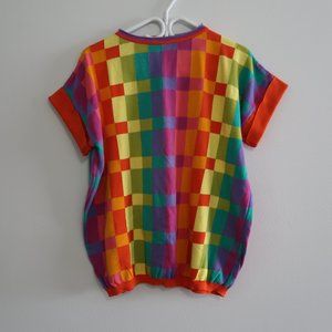 United Colors of Benetton Colorful Checkered Vintage Sweater
